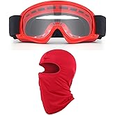 LJDJ Kids Dirt Bike Goggles ATV Motorcycle Off-Road Riding Motocross Glasses with Sun UV Protection Balaclava Full Face Cover