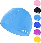 Nepfaivy Kids Swimming Cap 100% Silicone Sky Blue 6-14 Years