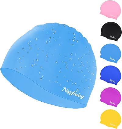 Nepfaivy Kids Swimming Cap 100% Silicone Sky Blue 6-14 Years