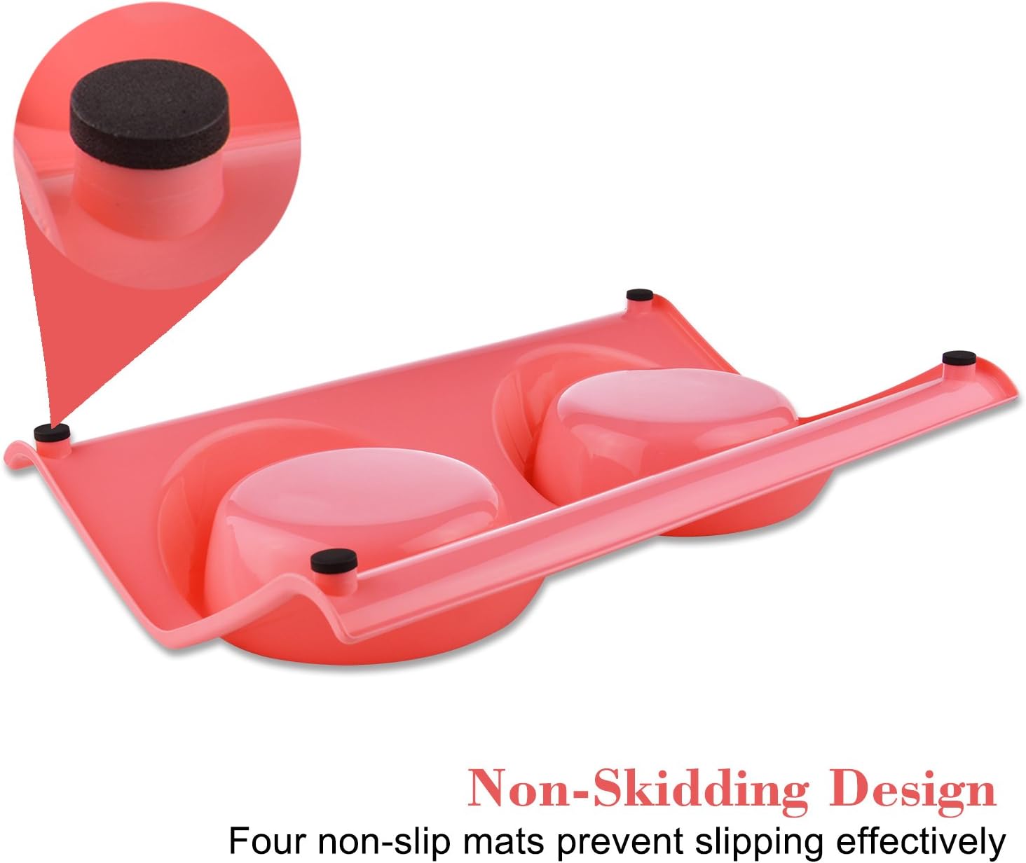 Pet Dog Bowl Food Water Dish Feeder Bowls Double Stainless Steel Cat Puppy Bowls No spill & No Skid for Small Animals (Pink) - Image 5