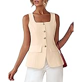 BTFBM Womens Sleeveless Suit Vests Dressy Casual Square Neck Business Work Waistcoat Spring Button Blazer Vest Tops 2026
