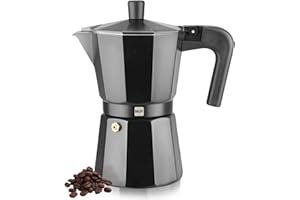 Magefesa Kenia Noir Stovetop Espresso Moka Pot, 12-Cup/20 oz, Italian Coffee Maker for Cuban Coffee, Extra-Thick Aluminum, Heat-Resistant Handle, Safe & Easy-to-Use, Greca Coffee Maker