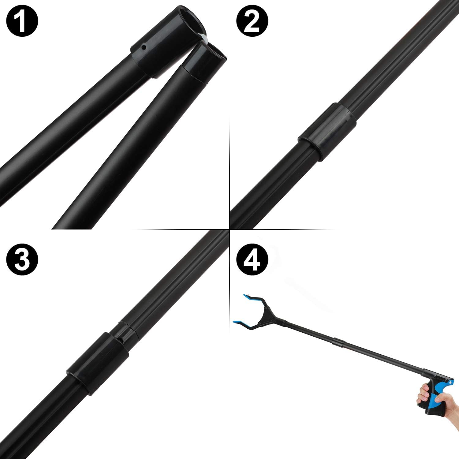 Reacher Grabber Tool, 32" Foldable Grabbers for Elderly, 90° Rotating Head, Lightweight Extra Long Handy Trash Claw Grabber, Reaching Tool for Trash Pick Up, Litter Picker, Arm Extension (Black): Health & Personal Care