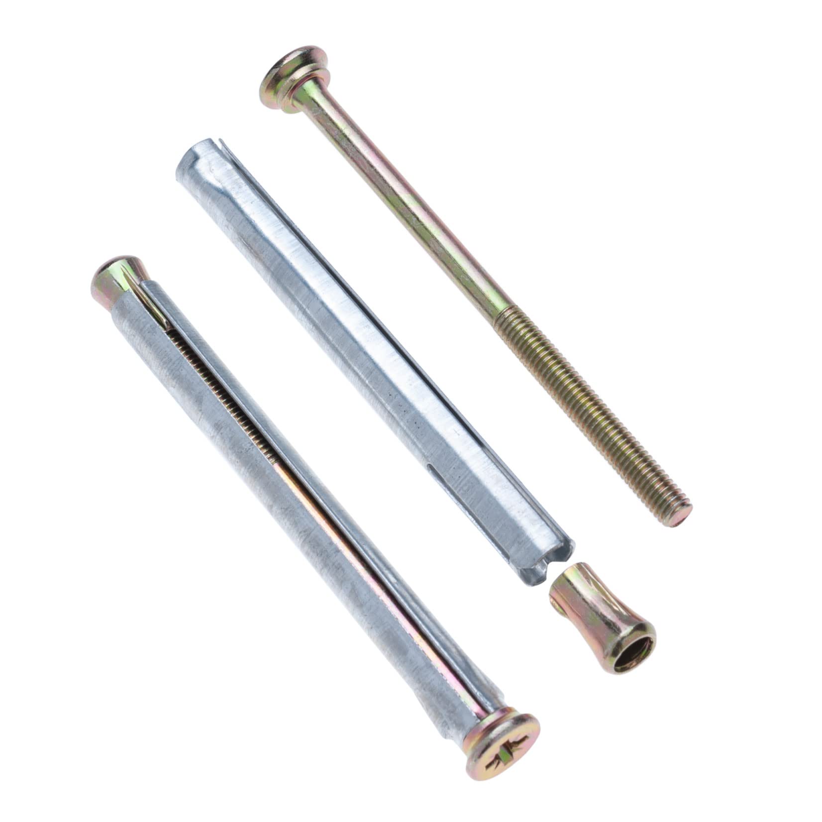 10 mm x 112 mm Metal Frame Anchor Sleeve, Concrete Anchorage Fixing Pozi Drive Screw with Metal Expancion Wall Plug for Metal, Plastic, Wooden Windows and Doors Instalation (10 pcs)