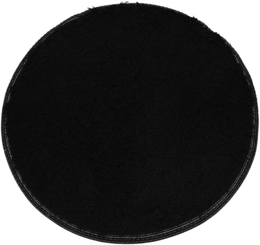 Lingery 1PC 40cm Small Round Soft Shaggy Non Slip Absorbent Bath Mat Memory Foam Bathroom Shower Rugs Carpet Bath Mat Bath Rugs Mats Non-slip Mat Soft Bathmat for Baby Kids Safety (Black)