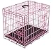 Internet's Best Wire Dog Crate for Dogs - Double Door Metal Steel Crate, Indoor Folding & Collapsible Cage, Secure & Durable, Portable Travel Kennel, Ideal for Home Use - Pink, 24 Inches