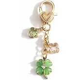 MUCOOS Mini Four Leaf Clover Keychain Clover Lucky Keycharm Keyring Good Fortune Gift for Women Irish Jewelry