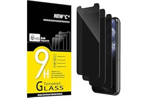 NEW'C 3 Pack Privacy for iPhone 11 Pro, iPhone X, iPhone XS Screen Protector (5.8"), Enhanced 28-Degree Privacy Angle, Ultra 