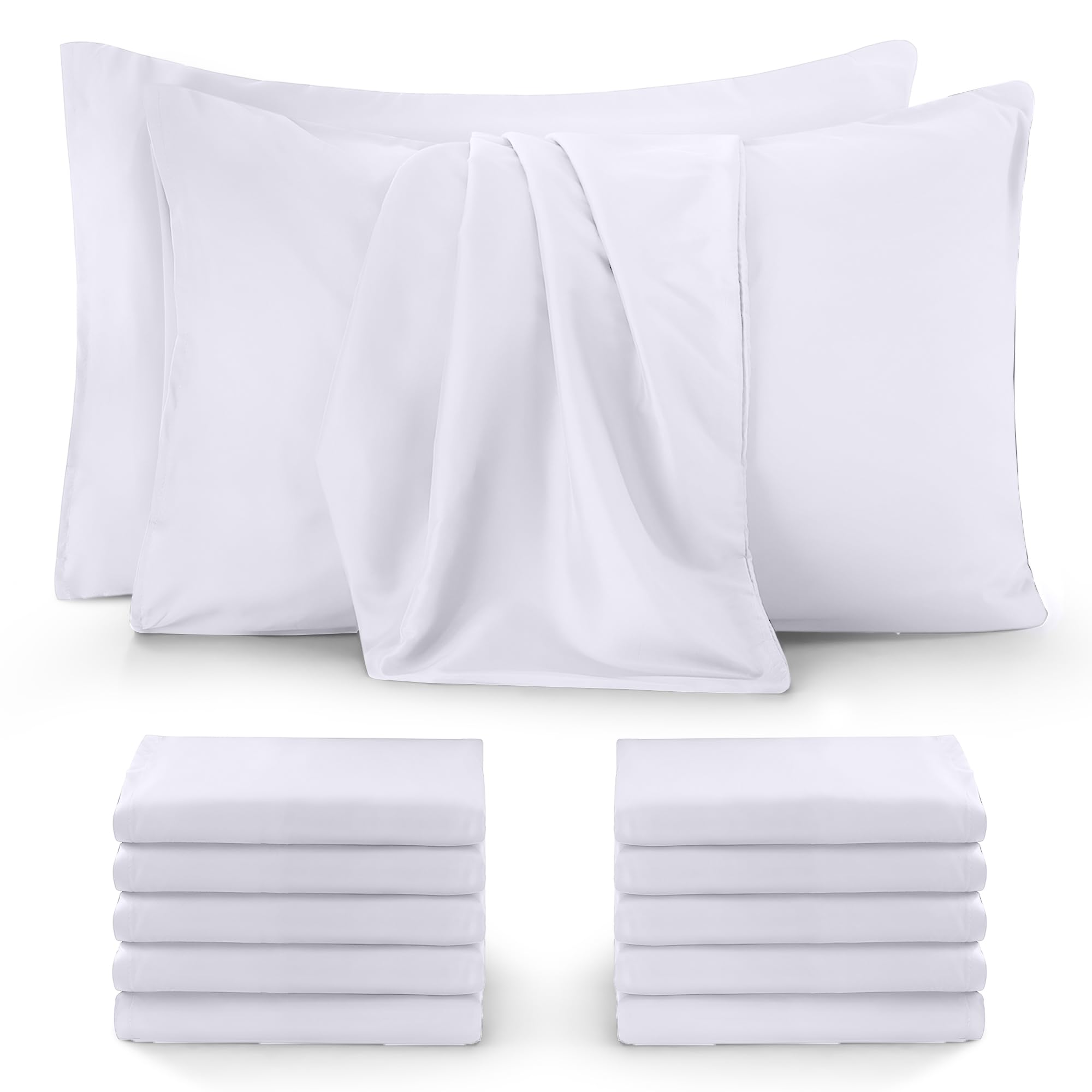 Utopia Bedding - 12 Pack Pillow Cases - OEKO-TEX - Standard Size 50x75 cm - 100% Brushed Microfiber Pillowcases with Envelope Closure, pillows not included - Wrinkle, Fade, & Stain Resistant - White