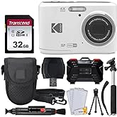Kodak PIXPRO FZ45 Digital Camera (White) + 32GB Memory Card + Point and Shoot Camera Case + Extendable Monopod + Lens Cleaning Pen + LCD Screen Protectors + Table Top Tripod – Ultimate Bundle