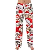 Soophiea Womens Christmas Halloween Pajamas Pants Comfy Loose Stretchy Pajama Bottoms with Pockets