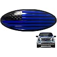 9.5 inch Overlay Emblem Front Grille Tailgate Rear Aluminum Oval American Black Flag Badge for Ford F150 2015 2016 2017 2018 2019 2020 2021(9.5 inch-Blue)