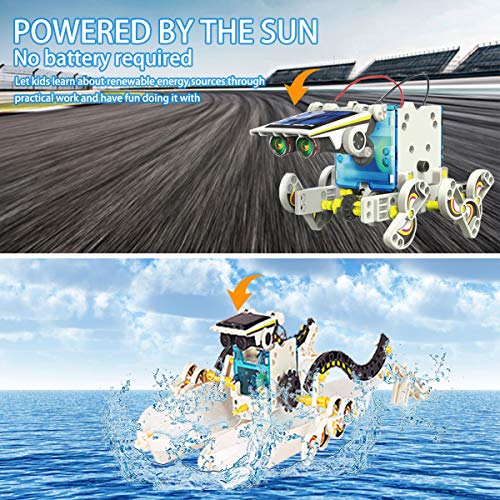 XUNPAS Solar Robot Kit 13-in-1 Science STEM Robot Kit Toys for Kids Aged 8-12 Science Building Set Gifts for Boys Girls Students Teens, Educational DIY Assembly Kit with Solar Powered