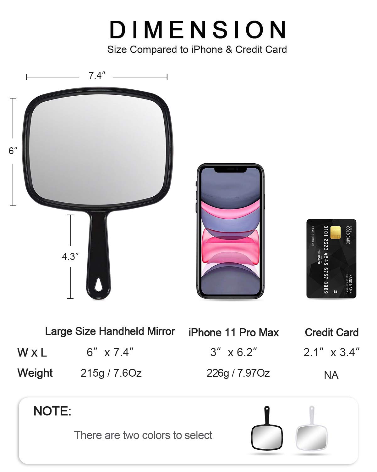 Gladmart Hand Mirror Salon Barber Hairdressing Handheld Mirror with Handle(Square Black): Beauty