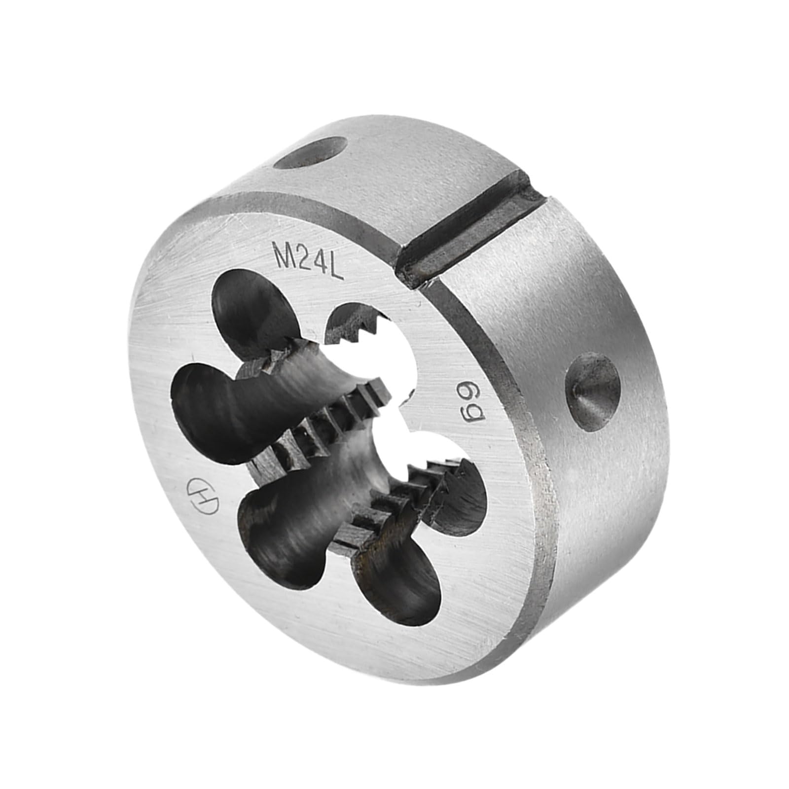 CoCud Round Thread Repair Die, M24 Die 55mm OD, Alloy Tool Steel Left Hand Cylindrical Pipe Threading Tool with 6 Chip Holes - (Applications: for Threading Repairing) — image 1