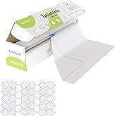 KAshack 54 in X 32.8 Ft Plastic Table Cloth Roll Disposable White Tablecloth with Slide Cutter Box for Rectangle Round Tables,Picnic,Camping,Banquet,Party,Birthdays, Baby Shower [with Fixed Stickers]