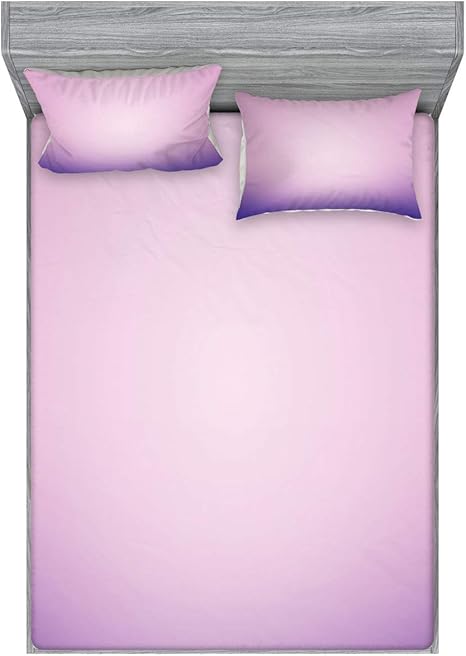 Amazon Ambesonne ラベンダーボックスシーツ ピローシャムセット ピンクとパープル オンブレプリント モダン パステルカラー グラデーションデザイン デジタルアート 装飾プリント 寝具3点セット コーキング ライラック 寝具カバー シーツ オンライン通販