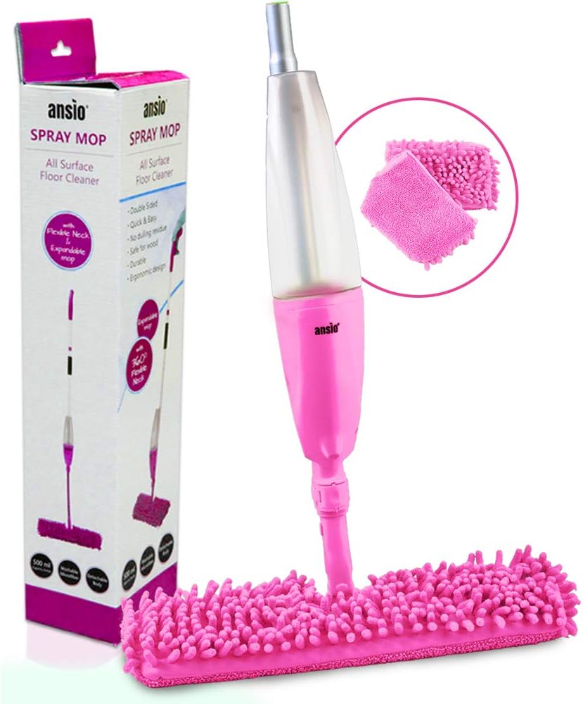 ANSIO Spray Mop, Microfibre Floor Mop with Reusable Microfiber Pad