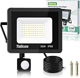 Tailcas Security Lights Outdoor Motion Sensor 50W 4500LM IP66 Flood