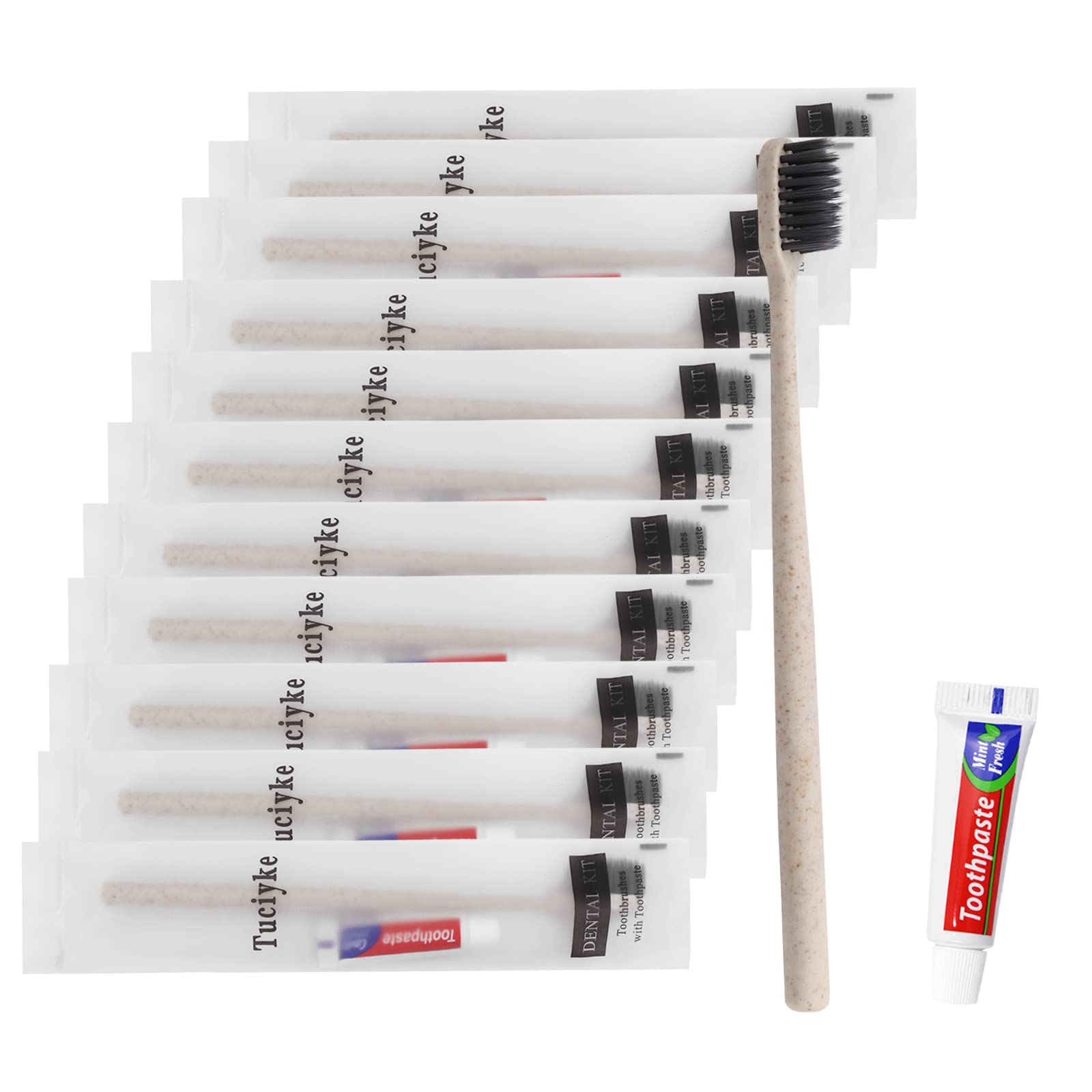 Disposable Toothbrush with Toothpaste Pack of 50,Apricot Hotel Toothbrush Set Individually Wrapped Manual Travel Toothbrush Kit for Adults,Kids,Hotel,Homeless,Nursing Home,Charity