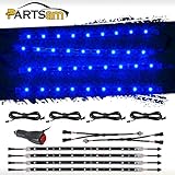 Partsam 4pcs Universal 9-3528-SMD 3 Mode Blue interior strip kit