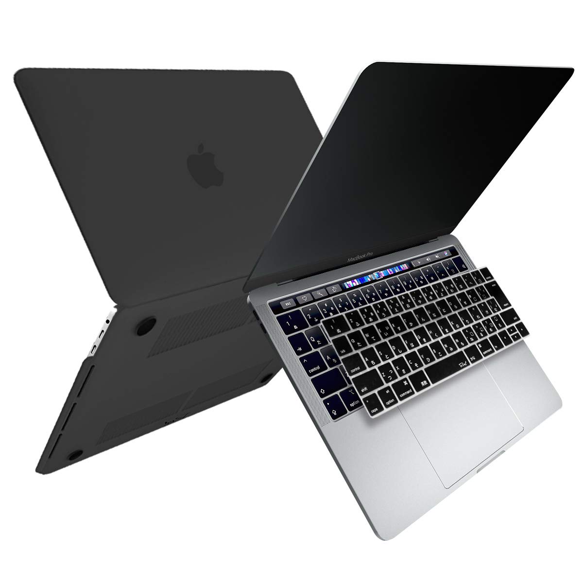 MS Factory MacBook Matte Hard Shell PC Case + Japanese Keyboard Cover (US Layout Not Guaranteed), Original RMC Series Colors, For Apple MacBook Air / Pro / Retina 11, 12, 13, 15 inch, RMC-SETP13T-MBK, blk