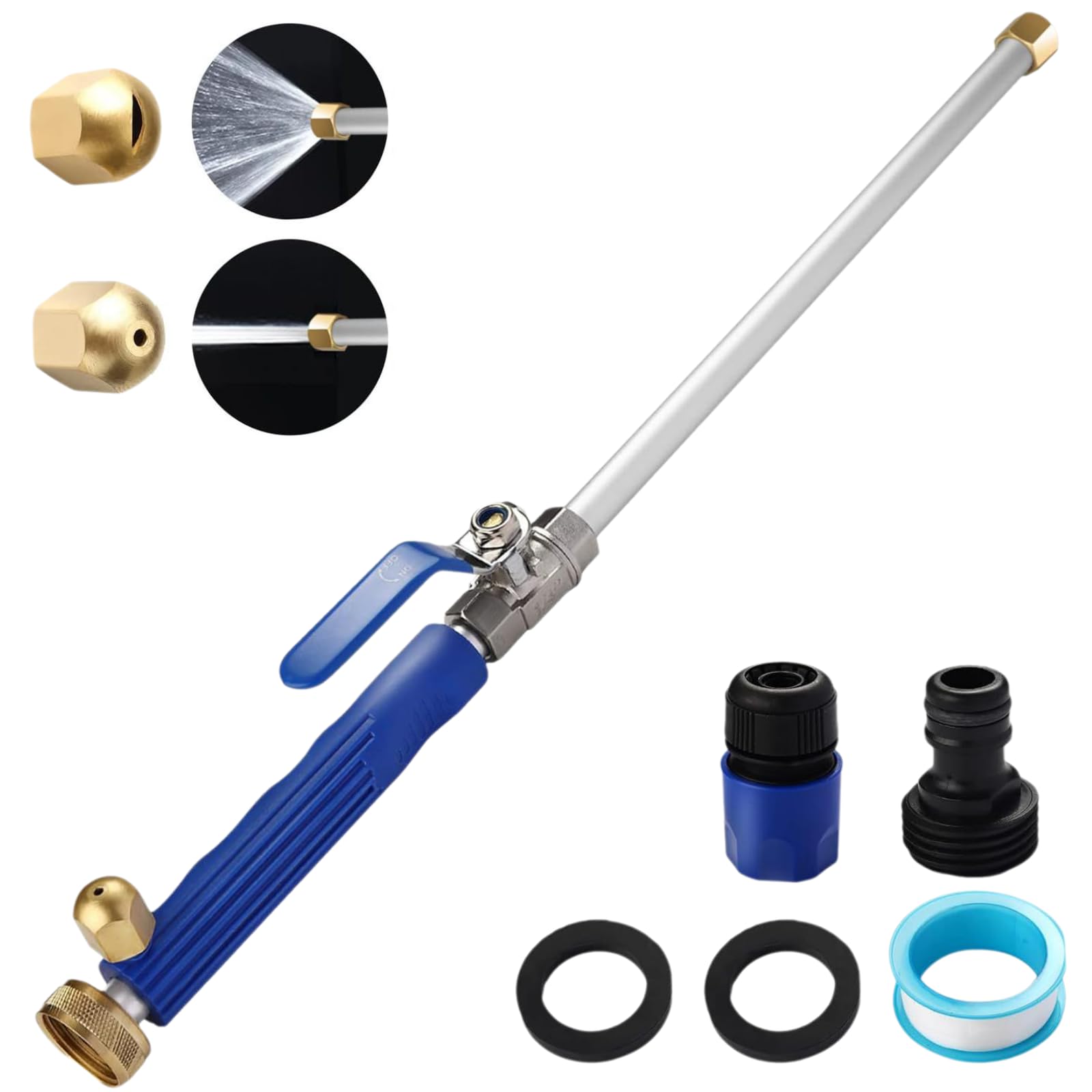 Photo 1 of Jet Nozzle for Garden Hose, High Pressure Hose Nozzle with 2 Different Nozzles and Quick Connectors for Car, Patio, Window Washing (Blue)