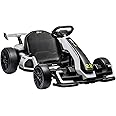 24V Kids Go Kart,300W Powerful Electric Drift Kart Car with Adjustable Seat,IDE On Toy with 4 Speed Mode,Big Battery, Drift/Sports Mode, Eva Tire, Brake Pedal for Age 6-12,White