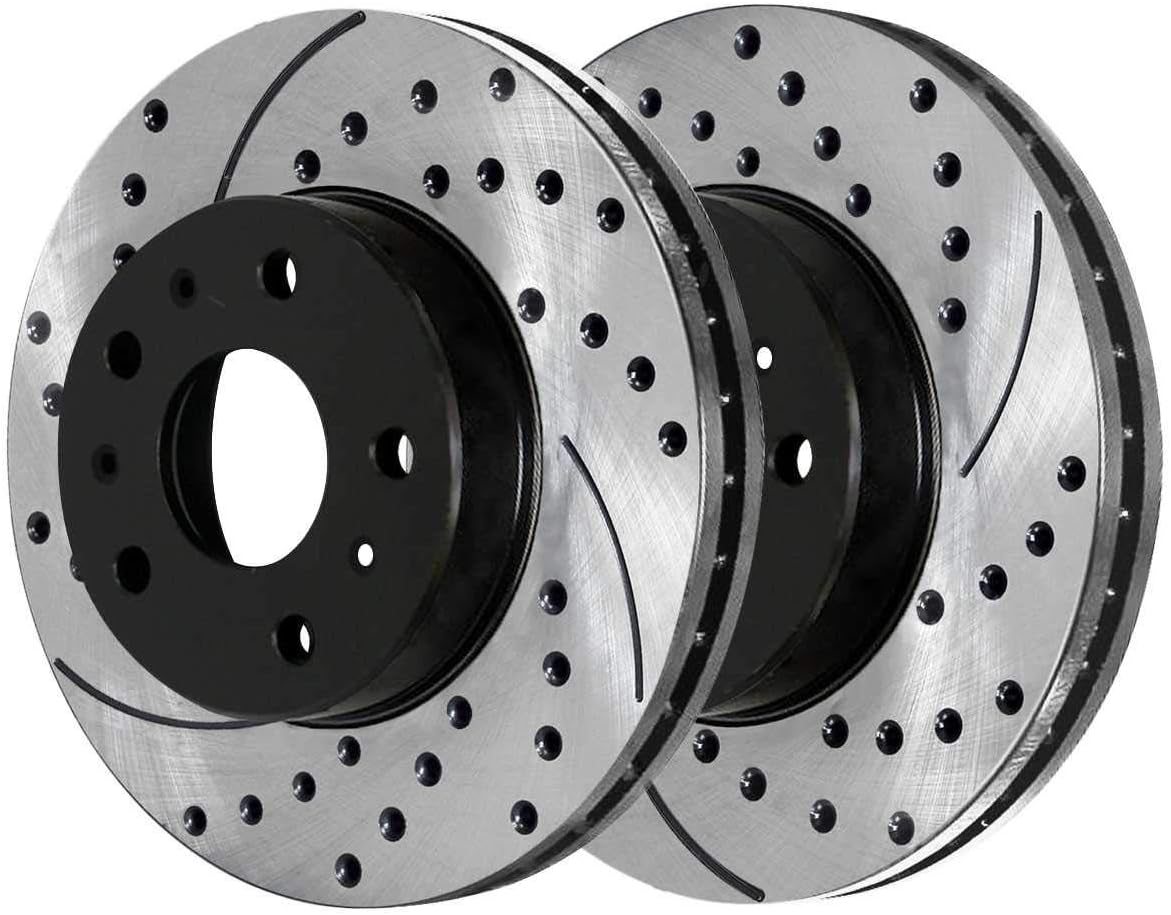 AutoShack PR65128LR Pair of 2 Front Driver and Passenger Side Drilled and Slotted