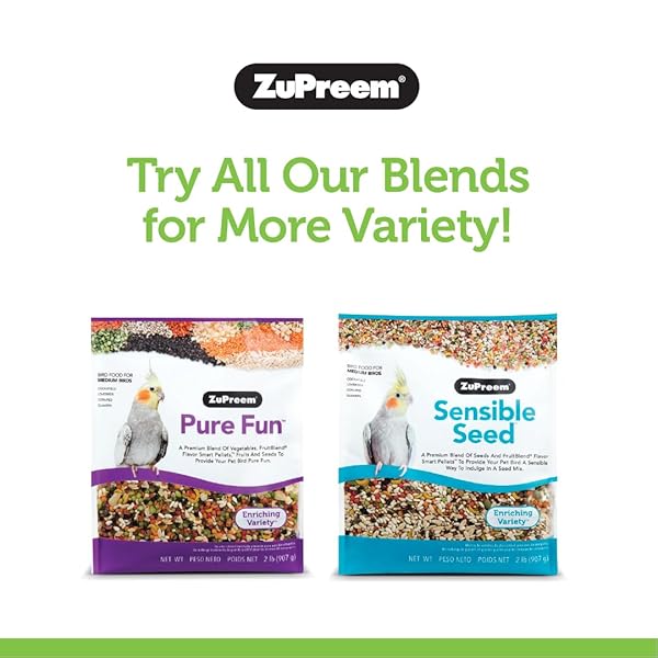 ZUPREEM VEGGIEBLEND BIRD FOOD, BIRD FEED PELLETS FOR PARROTS, CONURES, CAIQUES, AFRICAN GREYS, ECLECTUS & SMALL COCKATOOS, PARROT FOOD, CONURE DIET, MADE IN USA, (MEDIUM/LARGE, 3.25 LB)