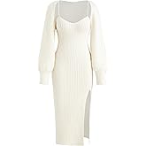 CIDER 2 Piece Sweater Dresses for Women Winter Slit Long Sleeve Womens Midi Dress Pullover Bodycon Wedding Guest Outfits