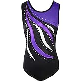 Shiny Waves Metallic Athletic Dance Gymnastics Leotard Bodysuit Outfit for Girls