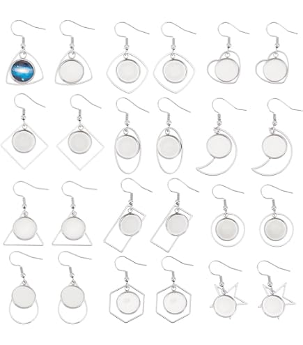 Reidgaller 10pcs Teardrop Earring Making Kit - Stainless Steel Settings & Clear Glass Cabochons (18x25mm)