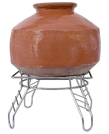 Unique Empire Heavy Stainless Steel Matka Stand/Pot Stand (21.5 x 21.5 x 14.5 cm, Silver-Chrome)