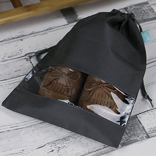 iwill CREATE PRO Portable Shoe Storage Bag for Mens Shoes, Travel Shoe Bags for Luggage Suitcase, Dustproof Shoes Pouch for Closet, Dark Gray, 10pcs