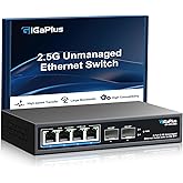 6 Port 2.5Gb Unmanaged Ethernet Switch with 4* 2.5G Base-T Ports, 2* 10G SFP+ Ports. GiGaPlus 2.5Gbps Network Switch for 2.5G