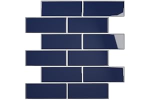 VEELIKE Navy Blue Subway Tile Backsplash Peel and Stick Backsplash for Kitchen Bathroom Renters 12 Sheets Stick on Backsplash