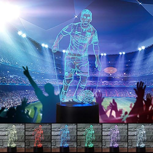 World Cup 2018 Football 3D Night Light Table Desk Illusion Lamp 7 Colors Change Decor Atmosphere LED Lamps with USB Cable Smart Touch Button Control (Player)