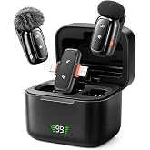 Wireless Microphone for iPhone Android, Dual Lavalier Mini Clip On Mic | Wireless mini microphone for iphone. 5g noise cancelling lapel mic for content creators on YouTube, TikTok, Instagram vlogs.
