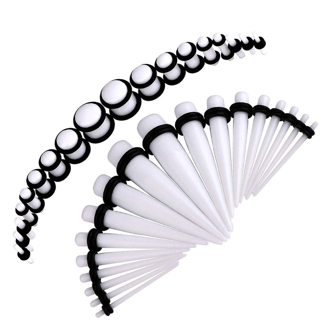BOOM 36 x Ear Tapers, 18 x Ear Taper Tunnel Earrings + 18 x Acrylic Plug Stretcher 1.6 mm-10 mm, Acrylic
