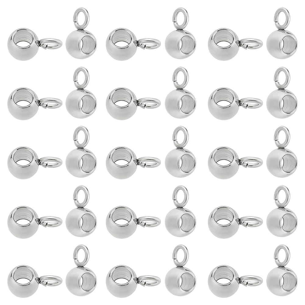 UNICRAFTALE About 100pcs Vacuum Plating 304 Stainless Steel Hanging Links Beads 1.5mm Hole Connector Round Link Ball Beads Carrier Beads Pendant 2mm Inner Diameter