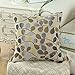 CaliTime Throw Pillow Covers Luxury Chenille Cute Leaves Decorative Cushion Case Shell for Couch Sofa Home 18 X 18 Inches Ecru Grey