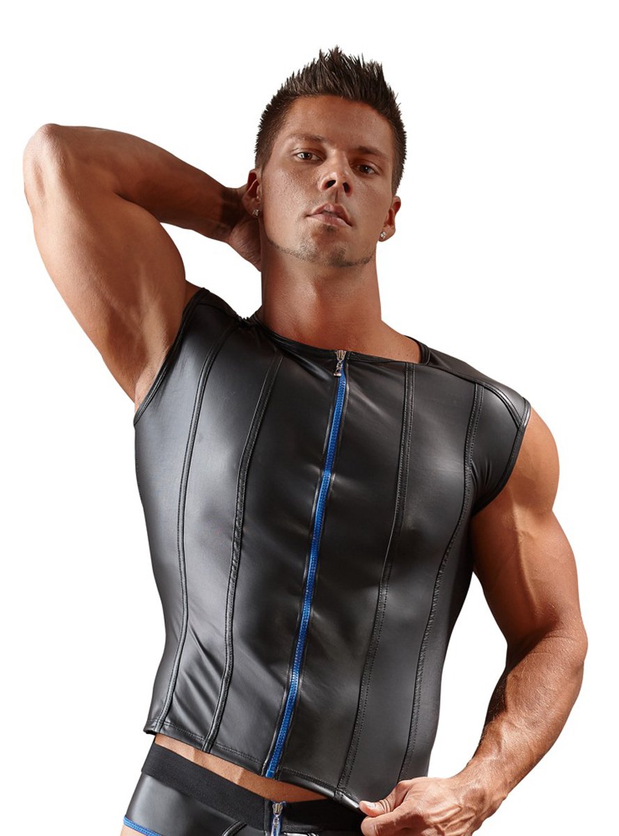 Svenjoyment Underwear Men's Shirt with Blue Zipper, X-Large, Black