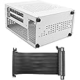 Viupolsor A07 Mini ITX Computer Case Chassis HTPC Case USB3.0 ITX Enclosure with Graphics Card Extension Cable(C), white