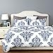 Bedsure Printed Damask Pattern Duvet Cover Set with Zipper Closure Victoria Blue Modern King (104x90 inches)-3 Pieces (1 Duvet Cover + 2 Pillow Shams) Ultra Soft Hypoallergenic Microfiber