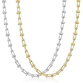 sineed 14K Gold Plated Chunky Chain Choker Necklaces for Women Gold Statement Graduated Link Paperclip Chain Punk Fashion Jewelry