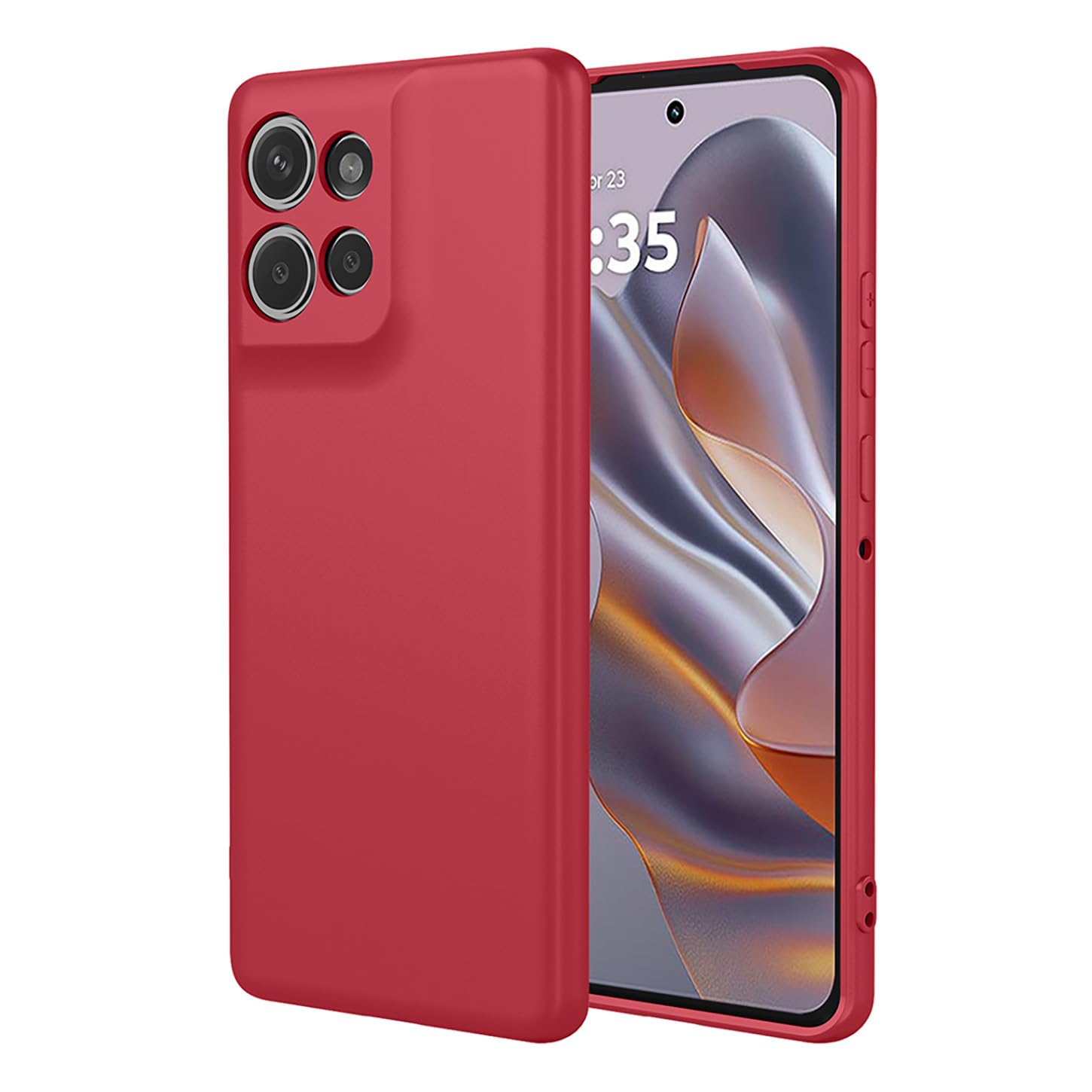 ILING Case for Motorola Edge 60 Neo/Edge 50 Neo/ThinkPhone 25, Simple Solid Color Back Soft Liquid Silicone Frosted TPU Bumper Shockproof Protective Ultra-thin Phone Case Cover (Red)