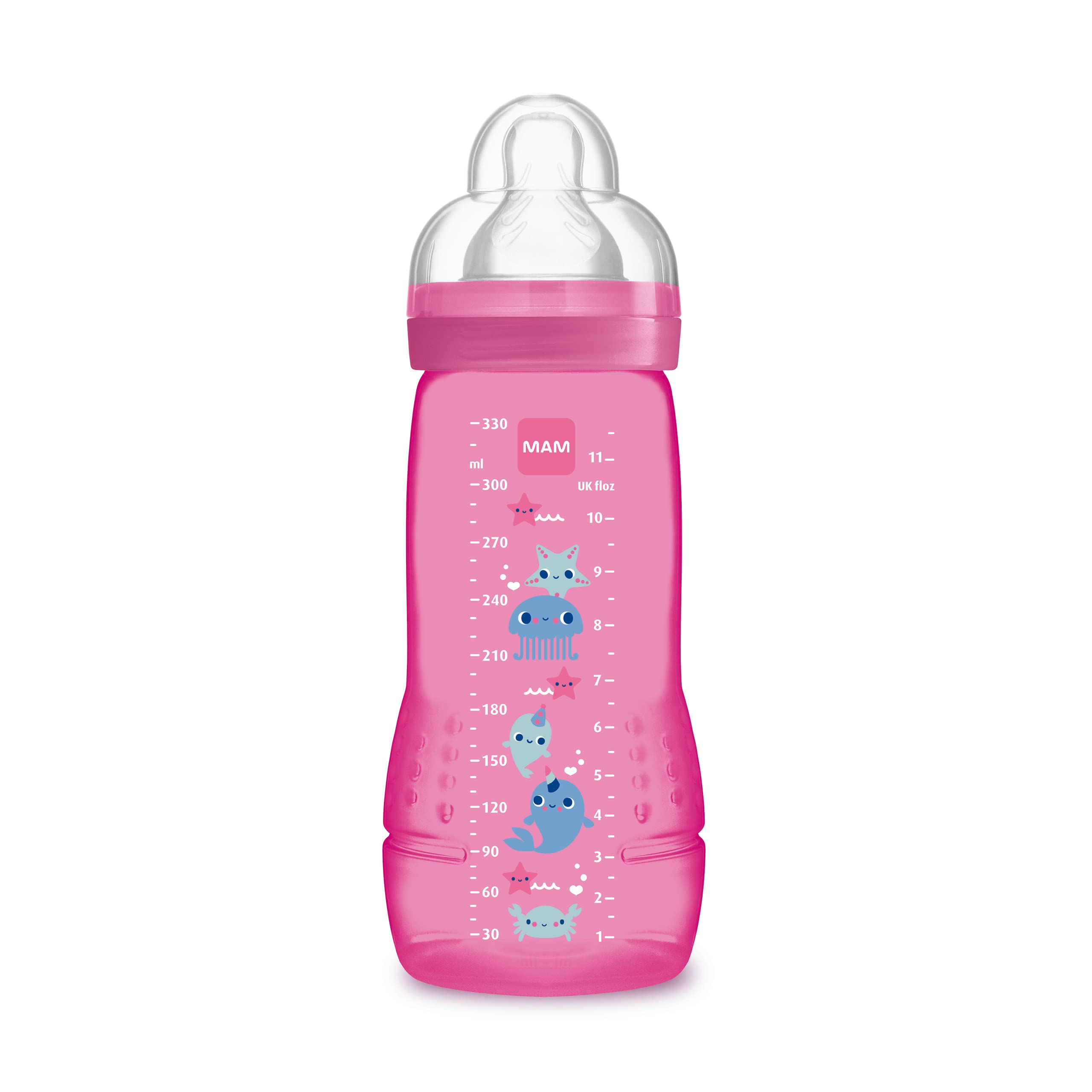 MAM - Easy Active 6+ Months bottle (330 ml) Violet – Bottle with Ultra-Fast X-Speed Silicone Teat – Baby bottle with airtight Seal