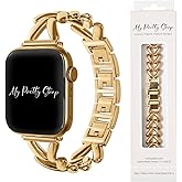 Compatible Apple Watch Band for Women, Stainless Steel- Fits Most Wrists | Series 1-12, SE and Ultra- iWatch Replacement Strap, Easy Resizing- No Tool Needed- Metal Fashion Watch Band
