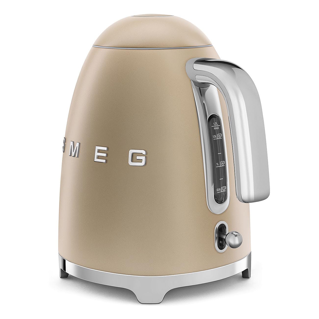 SMEG Hervidor de agua eléctrico estilo retro de los años 50, 7 tazas, con apagado automático, base extraíble e indicador de agua, KLF03CHMUS, Campagne mate